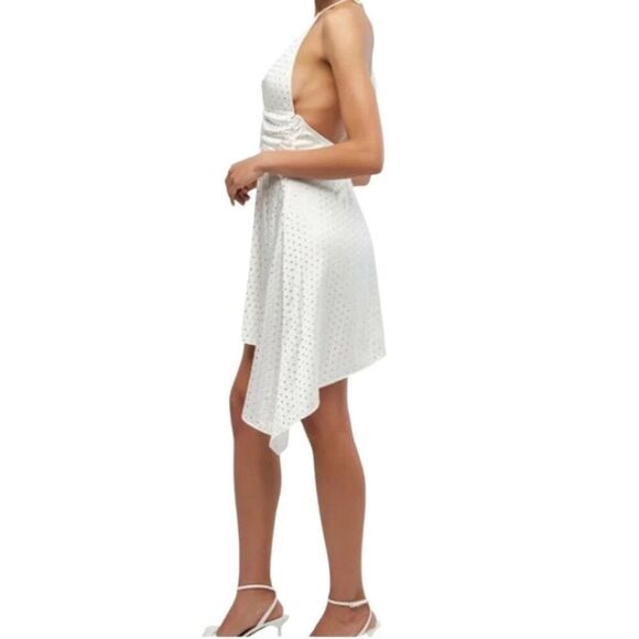 NWT WeWoreWhat silky charmeuse white asymmetrical dress with crystal Size 0 - Picture 7 of 7